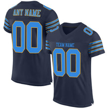 Load image into Gallery viewer, Custom Navy Powder Blue-Gold Mesh Authentic Football Jersey
