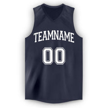 Load image into Gallery viewer, Custom Navy White V-Neck Basketball Jersey
