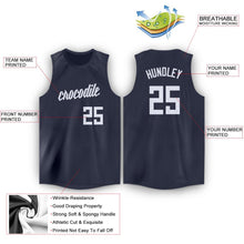 Load image into Gallery viewer, Custom Navy White Round Neck Basketball Jersey
