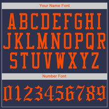 Load image into Gallery viewer, Custom Navy Orange Authentic Baseball Jersey
