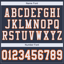 Load image into Gallery viewer, Custom Navy White-Orange Mesh Authentic Football Jersey
