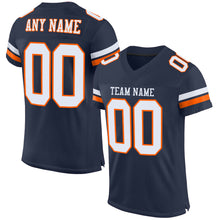 Load image into Gallery viewer, Custom Navy White-Orange Mesh Authentic Football Jersey
