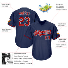 Load image into Gallery viewer, Custom Navy Red-White Authentic Throwback Rib-Knit Baseball Jersey Shirt

