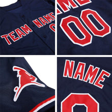 Load image into Gallery viewer, Custom Navy White-Red Authentic Baseball Jersey
