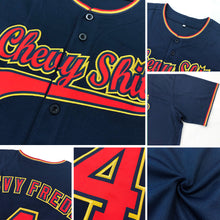 Load image into Gallery viewer, Custom Navy Orange Authentic Baseball Jersey
