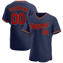 Load image into Gallery viewer, Custom Navy Red-Old Gold Authentic Baseball Jersey
