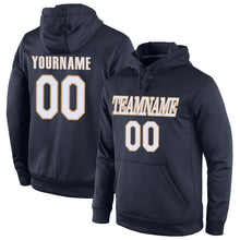 Load image into Gallery viewer, Custom Stitched Navy White-Old Gold Sports Pullover Sweatshirt Hoodie
