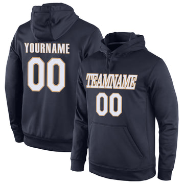 Custom Stitched Navy White-Old Gold Sports Pullover Sweatshirt Hoodie