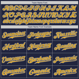 Custom Navy Gold-White Authentic Baseball Jersey