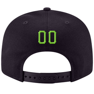 Custom Navy Neon Green-White Stitched Adjustable Snapback Hat