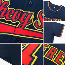 Load image into Gallery viewer, Custom Navy Neon Green-White Authentic Baseball Jersey
