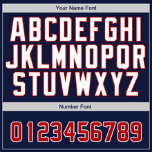 Load image into Gallery viewer, Custom Navy Red-White Authentic Baseball Jersey
