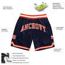 Load image into Gallery viewer, Custom Navy Orange-White Authentic Throwback Basketball Shorts
