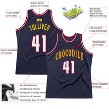 Load image into Gallery viewer, Custom Navy White-Maroon Authentic Throwback Basketball Jersey
