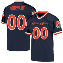 Load image into Gallery viewer, Custom Navy Orange-White Mesh Authentic Throwback Football Jersey
