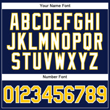 Load image into Gallery viewer, Custom Navy White Pinstripe Gold-White Authentic Baseball Jersey
