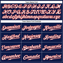 Load image into Gallery viewer, Custom Navy White Pinstripe Red-White Authentic Baseball Jersey

