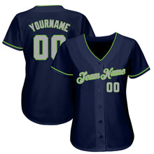 Load image into Gallery viewer, Custom Navy Gray-Neon Green Authentic Baseball Jersey Jersey
