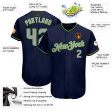 Load image into Gallery viewer, Custom Navy Gray-Neon Green Authentic Baseball Jersey Jersey
