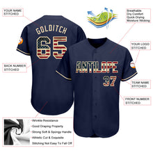 Load image into Gallery viewer, Custom Navy Vintage USA Flag-Cream Authentic Baseball Jersey
