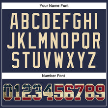 Load image into Gallery viewer, Custom Navy Vintage USA Flag-Cream Authentic Baseball Jersey
