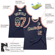 Load image into Gallery viewer, Custom Navy Vintage USA Flag-Cream Authentic Throwback Basketball Jersey

