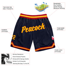 Load image into Gallery viewer, Custom Navy Gold-Red Authentic Throwback Basketball Shorts
