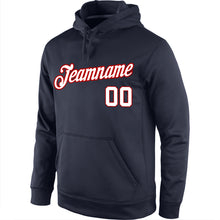 Load image into Gallery viewer, Custom Stitched Navy White-Red Sports Pullover Sweatshirt Hoodie
