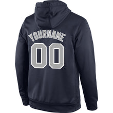 Load image into Gallery viewer, Custom Stitched Navy Gray-White Sports Pullover Sweatshirt Hoodie
