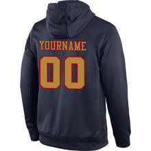 Load image into Gallery viewer, Custom Stitched Navy Old Gold-Red Sports Pullover Sweatshirt Hoodie
