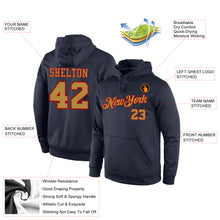 Load image into Gallery viewer, Custom Stitched Navy Old Gold-Red Sports Pullover Sweatshirt Hoodie
