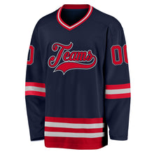 Load image into Gallery viewer, Custom Navy Red-Gray Hockey Jersey
