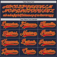 Load image into Gallery viewer, Custom Navy Red-Gold Hockey Jersey
