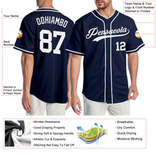 Load image into Gallery viewer, Custom Navy White Authentic Baseball Jersey
