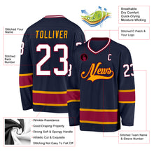 Load image into Gallery viewer, Custom Navy White-Maroon Hockey Jersey
