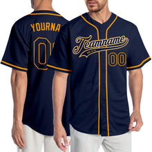 Load image into Gallery viewer, Custom Navy Navy-Gold Authentic Baseball Jersey
