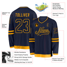 Load image into Gallery viewer, Custom Navy Navy-Gold Hockey Jersey
