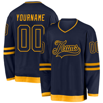 Custom Navy Navy-Gold Hockey Jersey