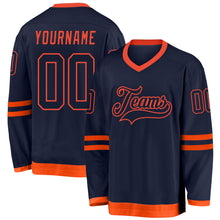 Load image into Gallery viewer, Custom Navy Navy-Orange Hockey Jersey
