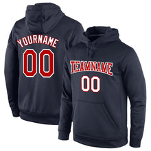 Load image into Gallery viewer, Custom Stitched Navy Red-White Sports Pullover Sweatshirt Hoodie
