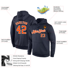 Load image into Gallery viewer, Custom Stitched Navy Orange-White Sports Pullover Sweatshirt Hoodie
