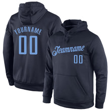 Load image into Gallery viewer, Custom Stitched Navy Light Blue Sports Pullover Sweatshirt Hoodie
