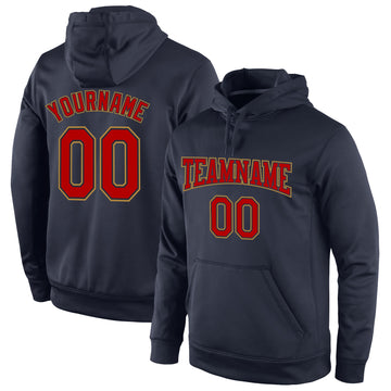 Custom Stitched Navy Red-Old Gold Sports Pullover Sweatshirt Hoodie