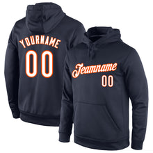 Load image into Gallery viewer, Custom Stitched Navy White-Orange Sports Pullover Sweatshirt Hoodie
