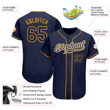 Load image into Gallery viewer, Custom Navy Navy-Gold Authentic Baseball Jersey
