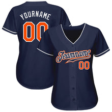 Load image into Gallery viewer, Custom Navy Orange-White Authentic Baseball Jersey
