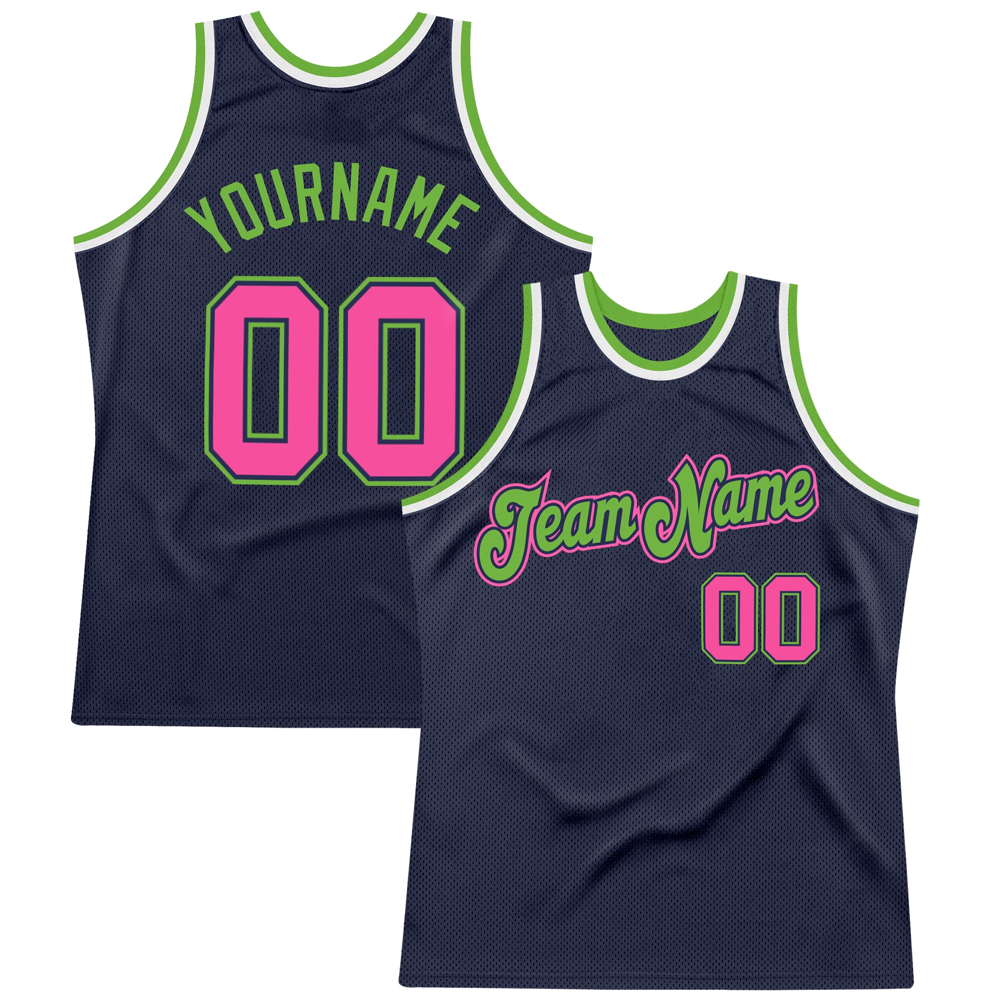 Custom Neon Green Navy-Pink Hockey Jersey Discount – snapmade
