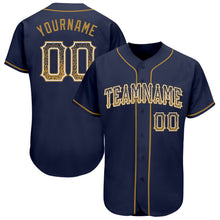 Load image into Gallery viewer, Custom Navy Old Gold-White Authentic Drift Fashion Baseball Jersey
