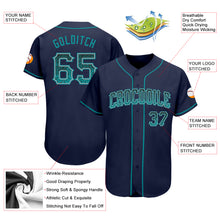 Load image into Gallery viewer, Custom Navy Teal-Gray Authentic Drift Fashion Baseball Jersey
