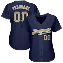 Load image into Gallery viewer, Custom Navy Vegas Gold-White Authentic Baseball Jersey
